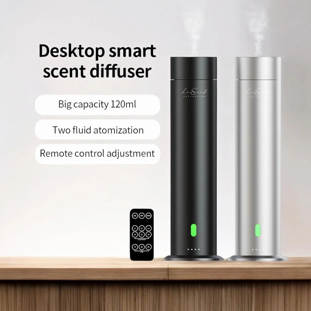 AROMA Mini Diffuser 1200 Sqft Black or Silver W/ 5 Scents 20ml Hotel Collection