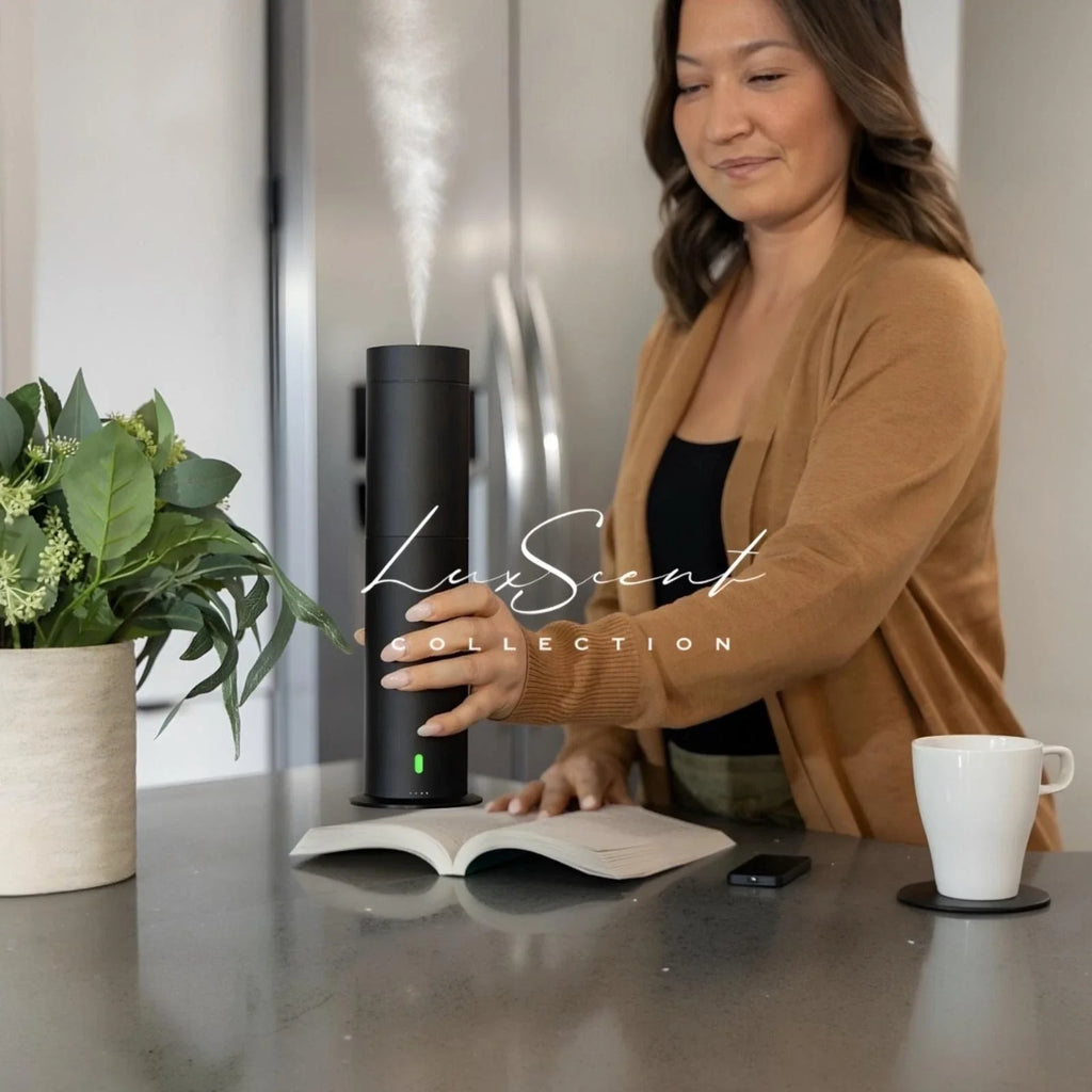 AROMA Mini Diffuser 1200 Sqft Black or Silver W/ 5 Scents 20ml Hotel Collection